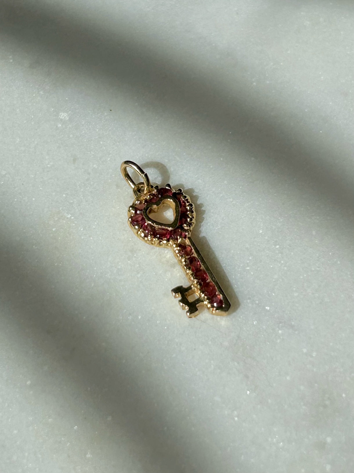 Vintage 14ct Ruby Key Charm