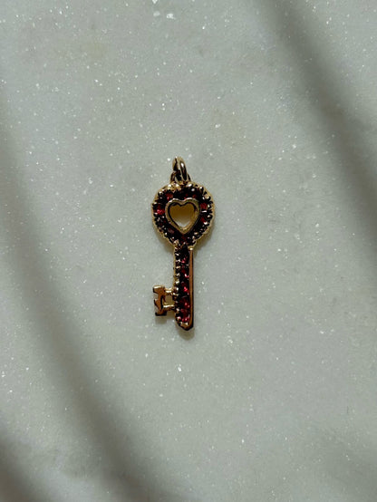 Vintage 14ct Ruby Key Charm