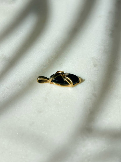 Antique 18ct Art Nouveau Onyx & Diamond Pendant
