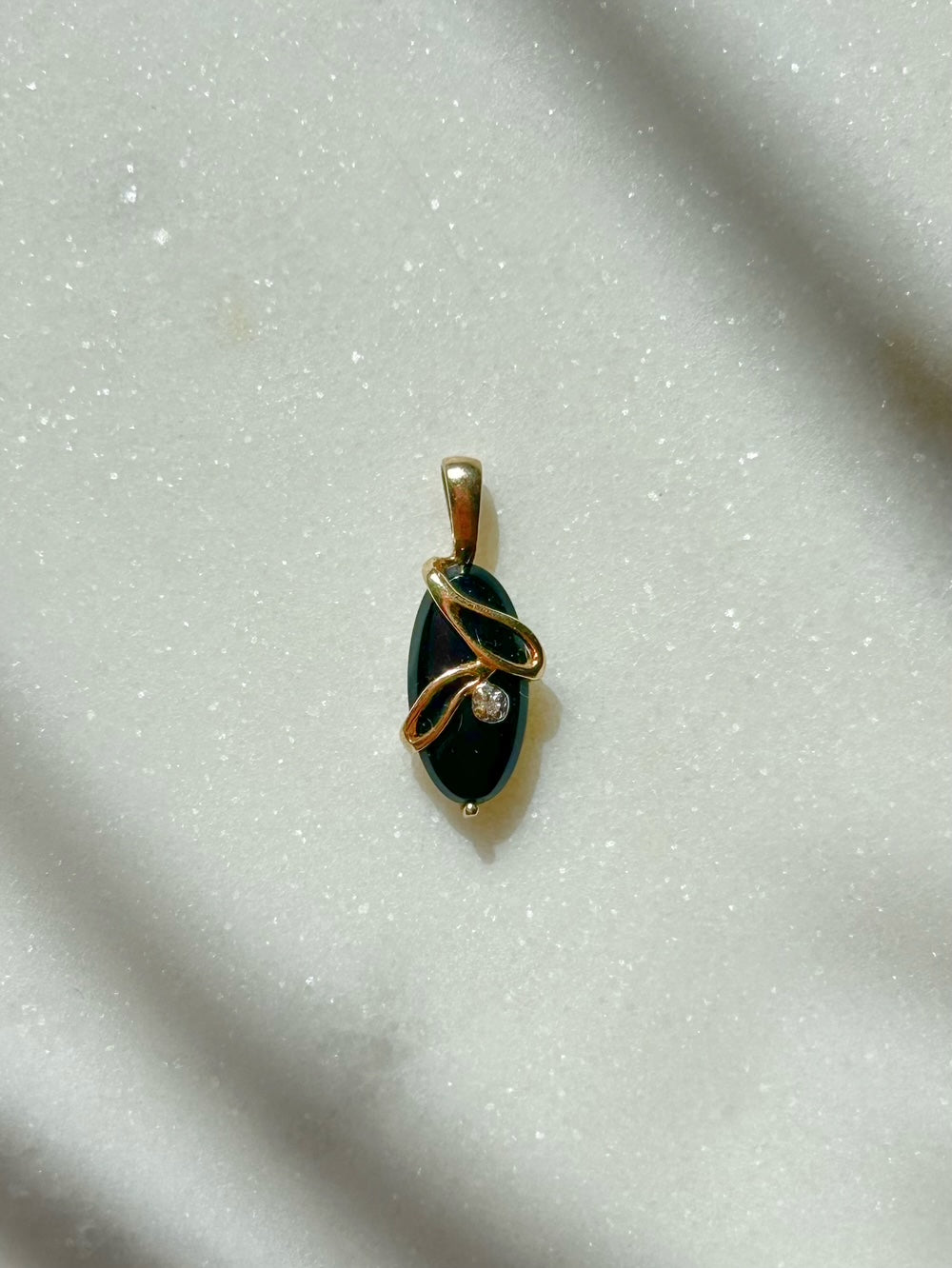 Antique 18ct Art Nouveau Onyx & Diamond Pendant