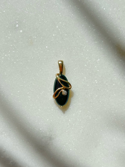 Antique 18ct Art Nouveau Onyx & Diamond Pendant