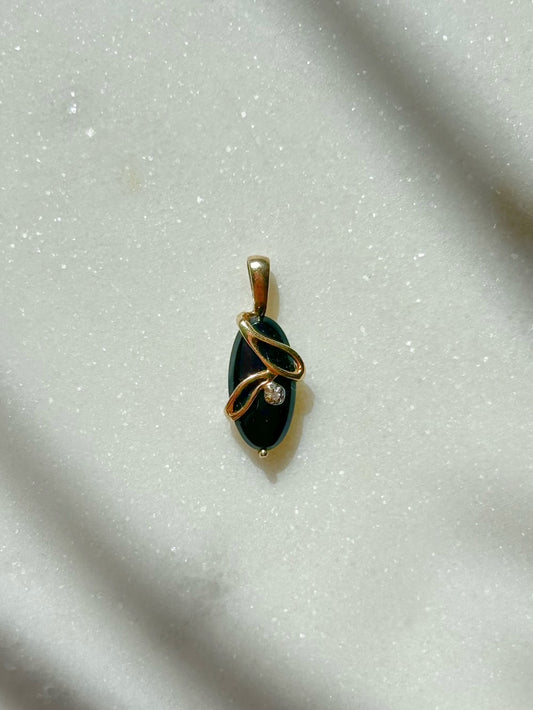 Antique 18ct Art Nouveau Onyx & Diamond Pendant