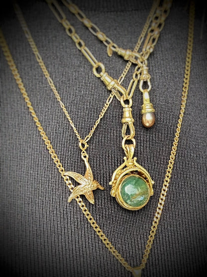 Antique 9ct Moss Agate Spinner Pendant