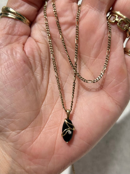 Antique 18ct Art Nouveau Onyx & Diamond Pendant