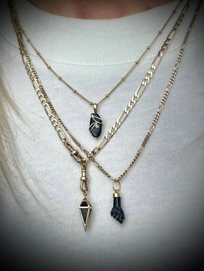 Antique 18ct Art Nouveau Onyx & Diamond Pendant
