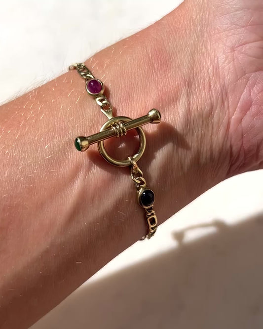 Vintage 9ct T-bar & Gemstone Bracelet