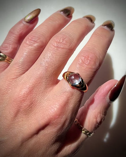 Vintage 9ct Blue Topaz Cabochon Ring