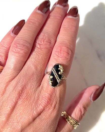 Antique 14ct Onyx Art Nouveau Ring