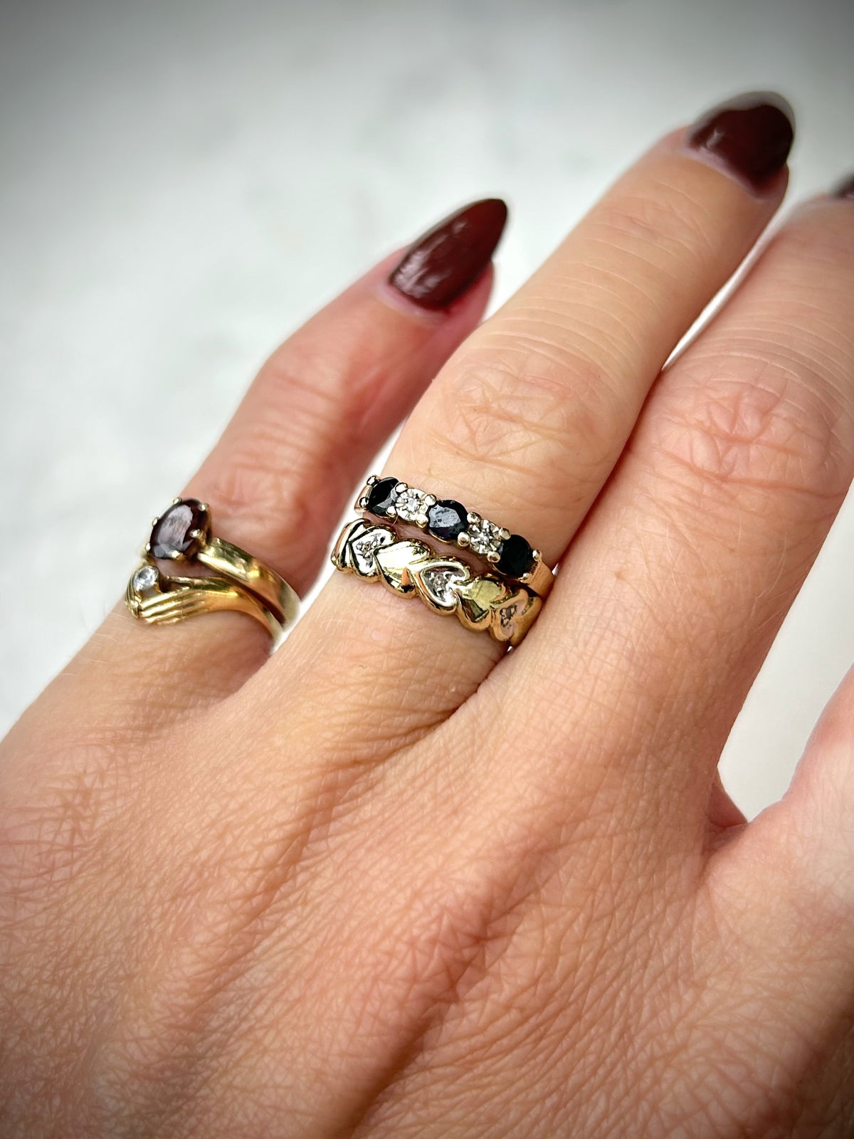 Vintage 14ct Diamond Heart Band